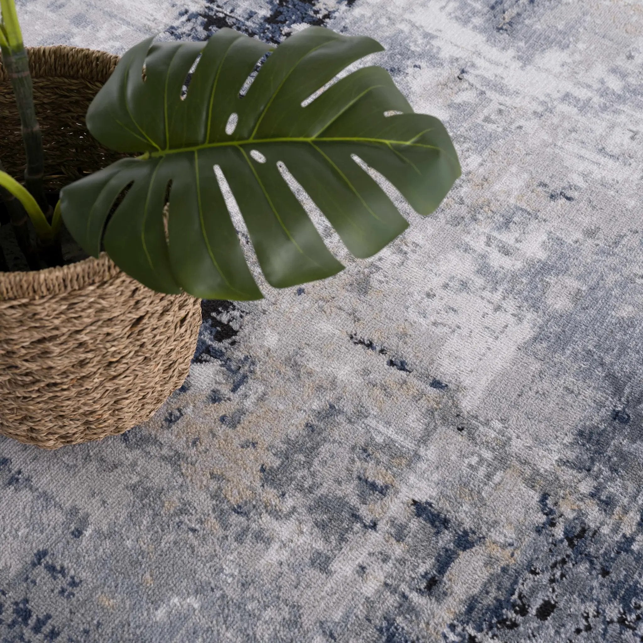 Campsall Gray&Blue Abstract Area Rug by Hauteloom