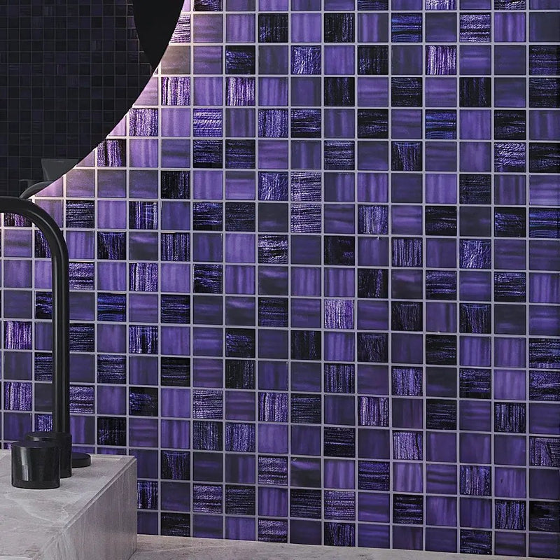 Purple 11x11 Glossy Matte Square Glass Mosaic Tile (5 pack, 4.43 sq ft/case) by Apollo Tile
