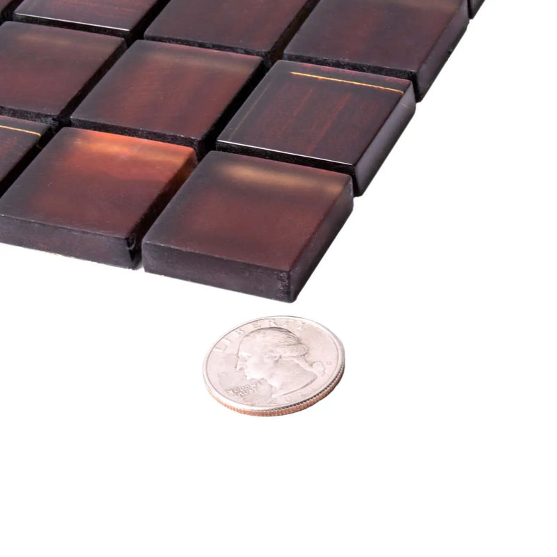 Bronze 11x11 Glossy Matte Square Glass Mosaic Tile (5 pack, 4.43 sq ft/case) by Apollo Tile