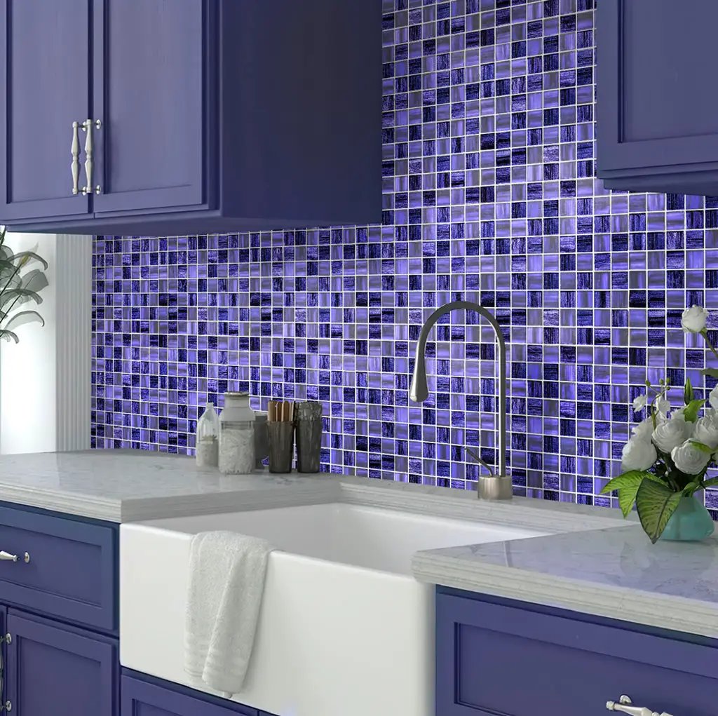 Purple 11x11 Glossy Matte Square Glass Mosaic Tile (5 pack, 4.43 sq ft/case) by Apollo Tile