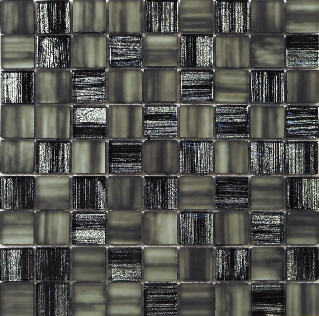 Black 11x11 Glossy Matte Square Glass Mosaic Tile (5 pack, 4.43 sq ft/case) by Apollo Tile