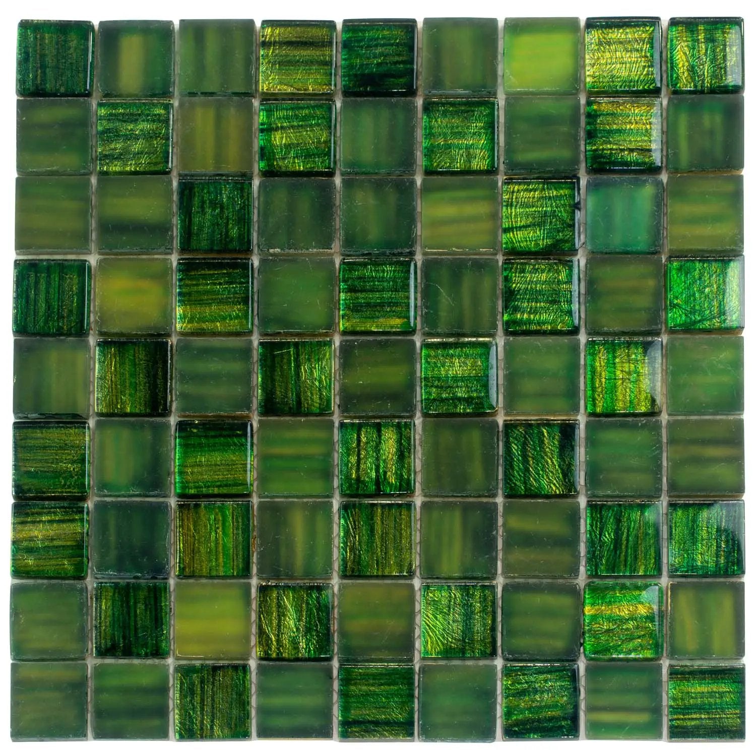 Emerald Green 11x11 Glossy Matte Square Glass Mosaic Tile (5 pack, 4.43 sq ft/case) by Apollo Tile