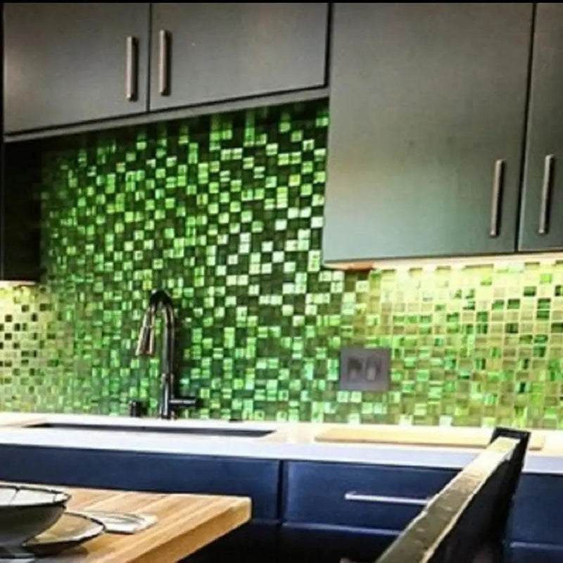Emerald Green 11x11 Glossy Matte Square Glass Mosaic Tile (5 pack, 4.43 sq ft/case) by Apollo Tile