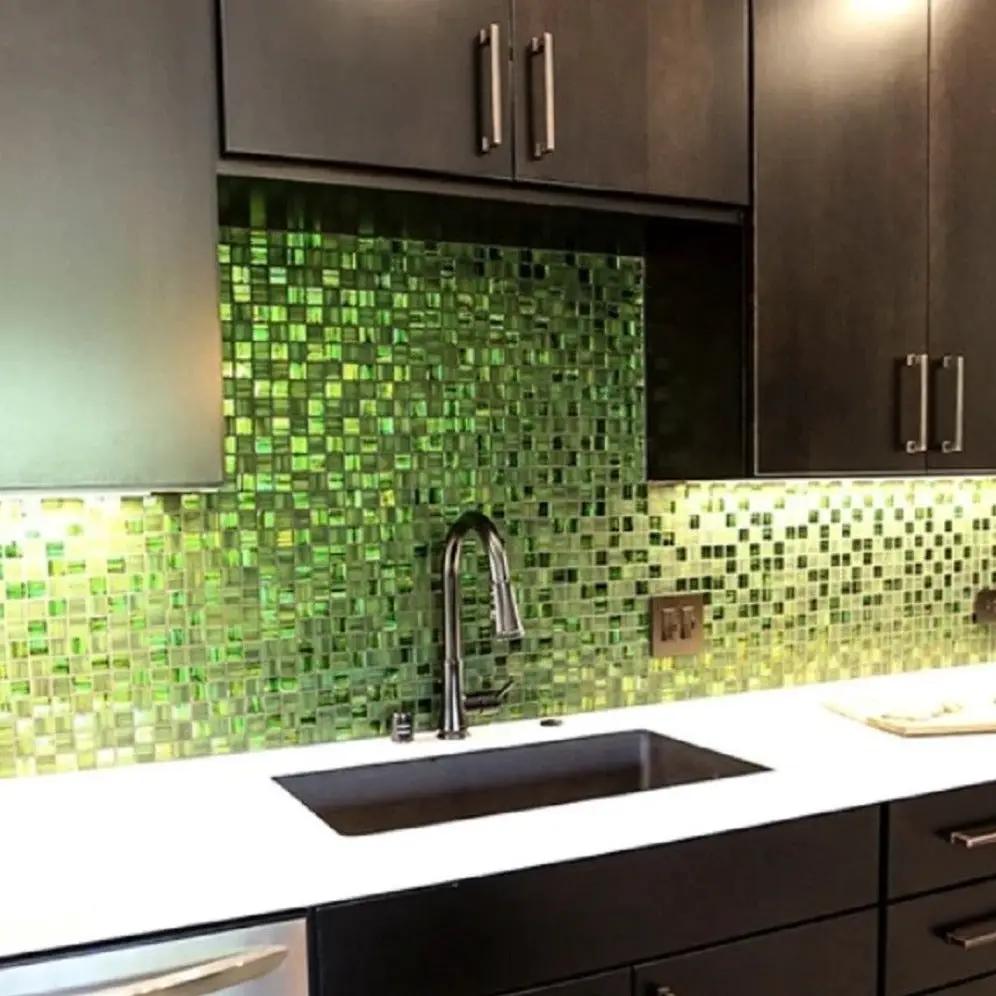 Emerald Green 11x11 Glossy Matte Square Glass Mosaic Tile (5 pack, 4.43 sq ft/case) by Apollo Tile