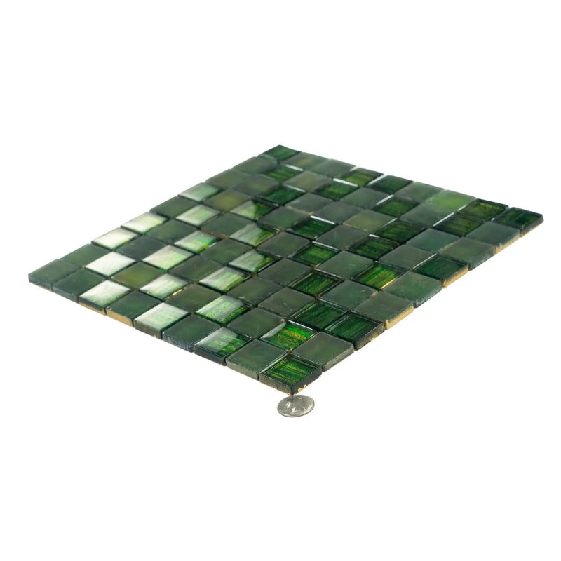 Emerald Green 11x11 Glossy Matte Square Glass Mosaic Tile (5 pack, 4.43 sq ft/case) by Apollo Tile