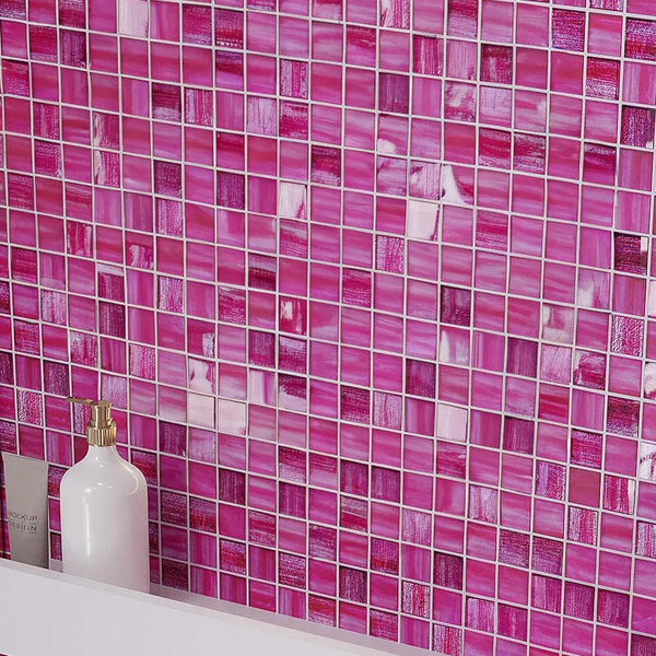 Fuchsia Pink 11x11 Glossy Matte Square Glass Mosaic Tile (5 pack, 4.43 sq ft/case)