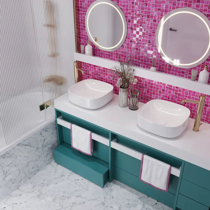Fuchsia Pink 11x11 Glossy Matte Square Glass Mosaic Tile (5 pack, 4.43 sq ft/case) by Apollo Tile