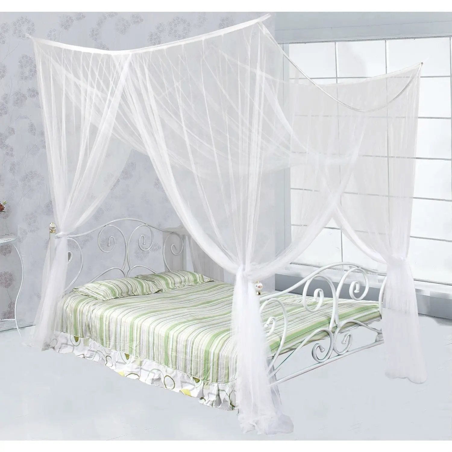 White Mosquito Net Bed Canopy Mesh Netting - size Full Queen King by HomePacific