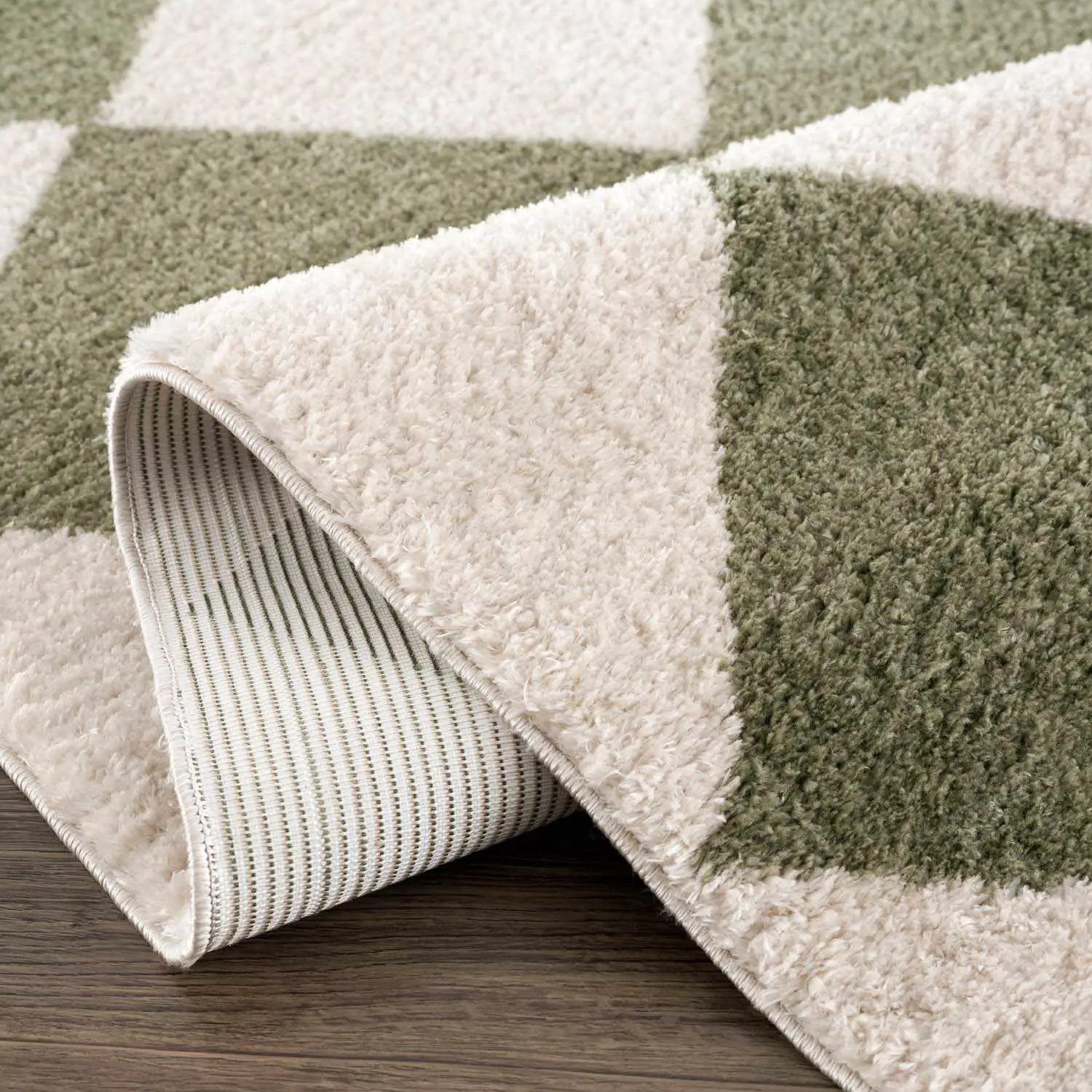 Arilla Green Washable Diamond Area Rug by Boutique Rugs