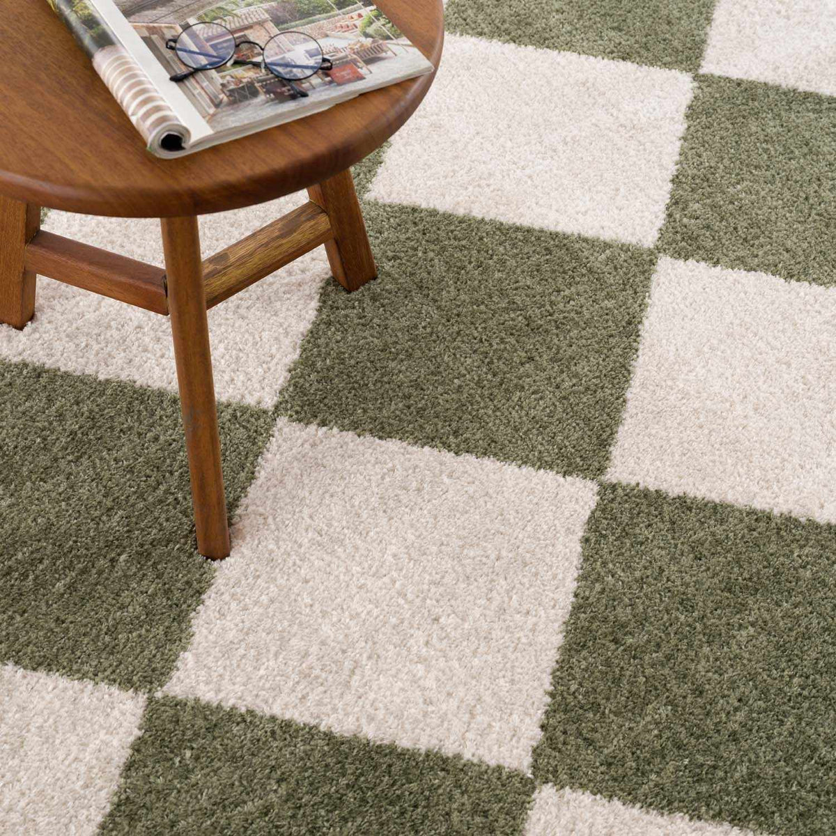 Arilla Green Washable Diamond Area Rug, photo 8 of 11