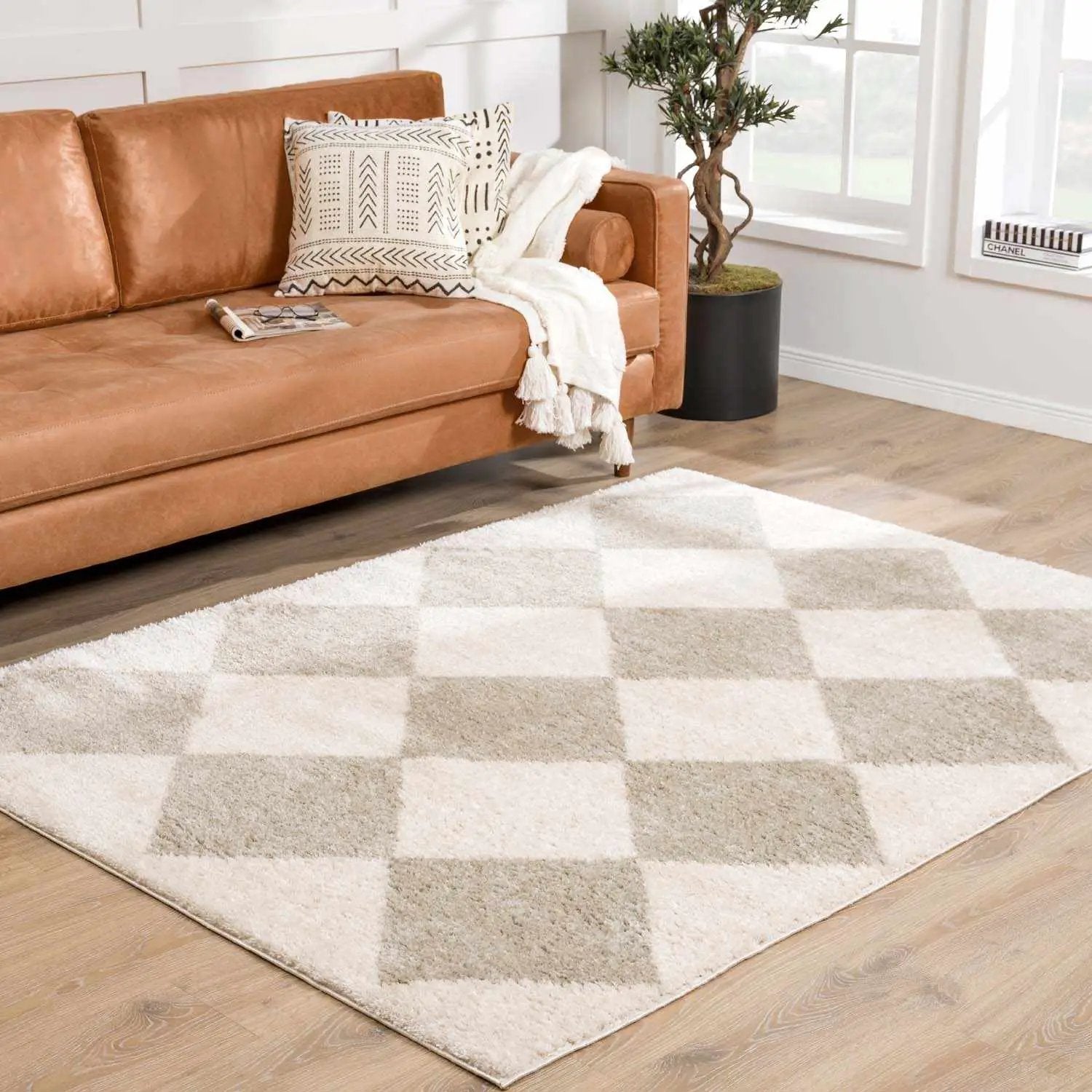 Arilla Gray Washable Diamond Area Rug by Boutique Rugs
