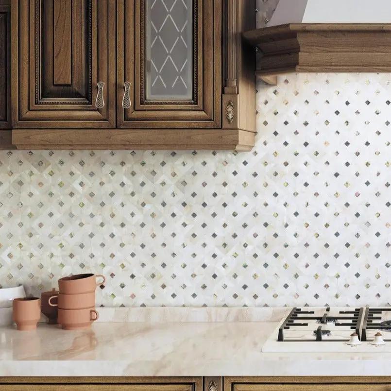 White 12x12 Polished Square Shell Mother of Pearl Mosaic Tile (20 pack, 20.33 sq ft/case) by Apollo Tile