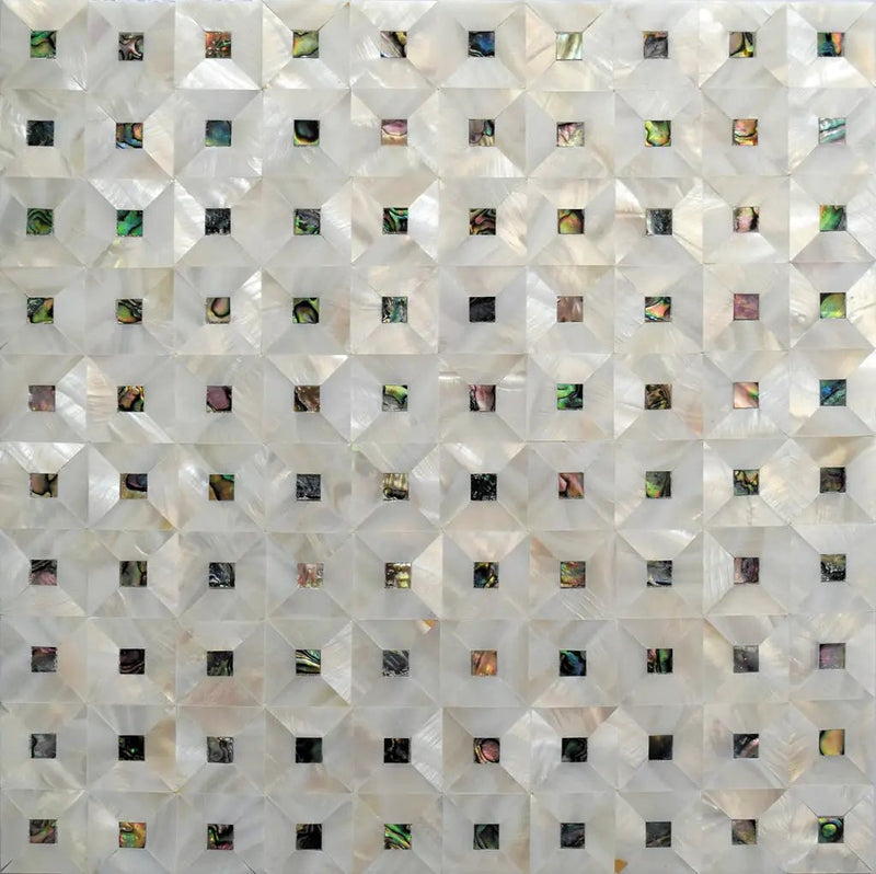 White 12x12 Polished Square Shell Mother of Pearl Mosaic Tile (20 pack, 20.33 sq ft/case) by Apollo Tile