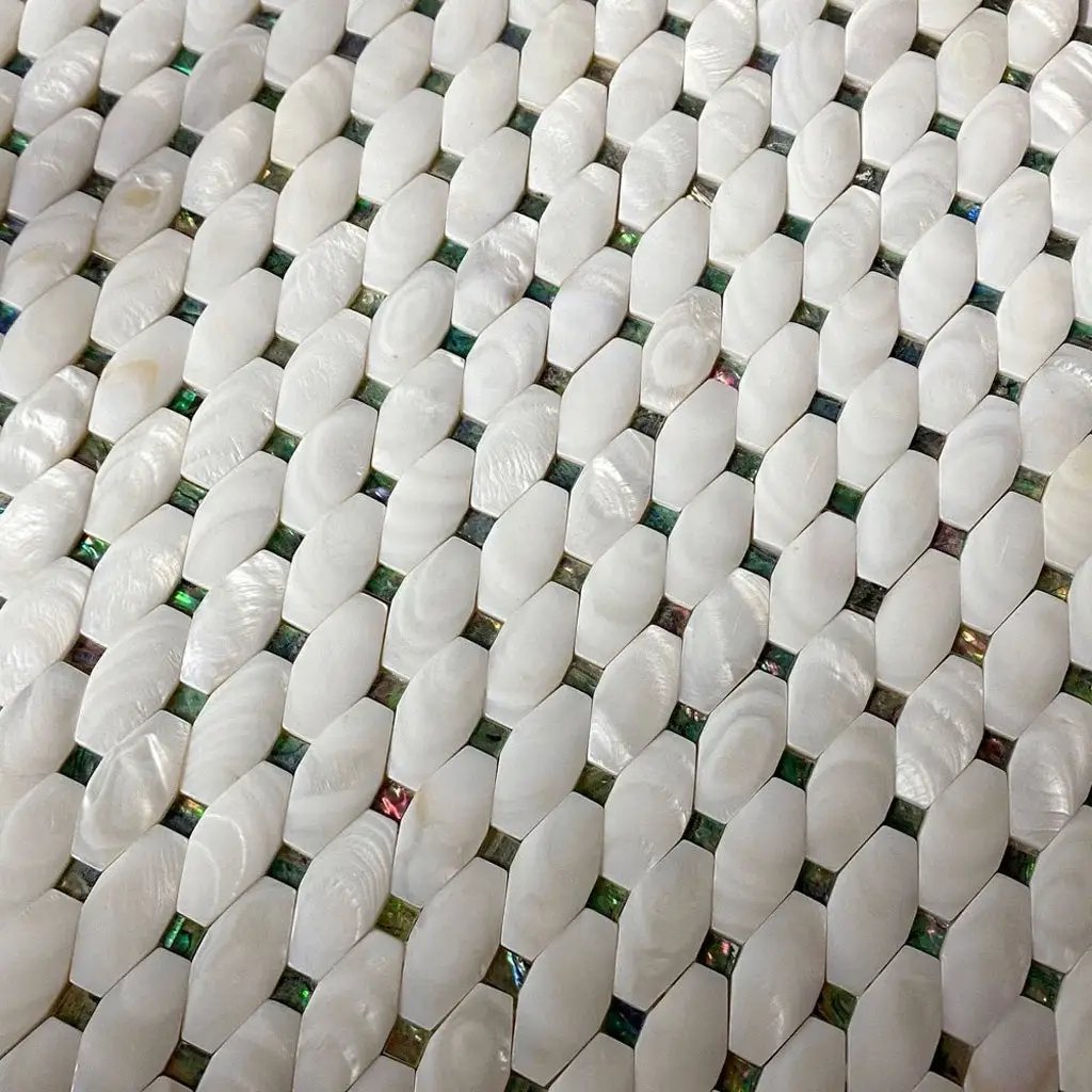 White 11x11 Polished Octagon Shell Mother of Pearl Mosaic Tile (20 pack, 18.68 sq ft/case) by Apollo Tile