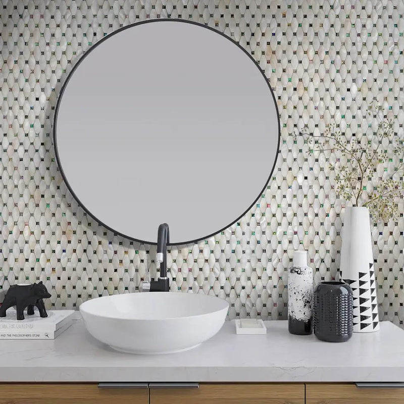 White 11x11 Polished Octagon Shell Mother of Pearl Mosaic Tile (20 pack, 18.68 sq ft/case) by Apollo Tile