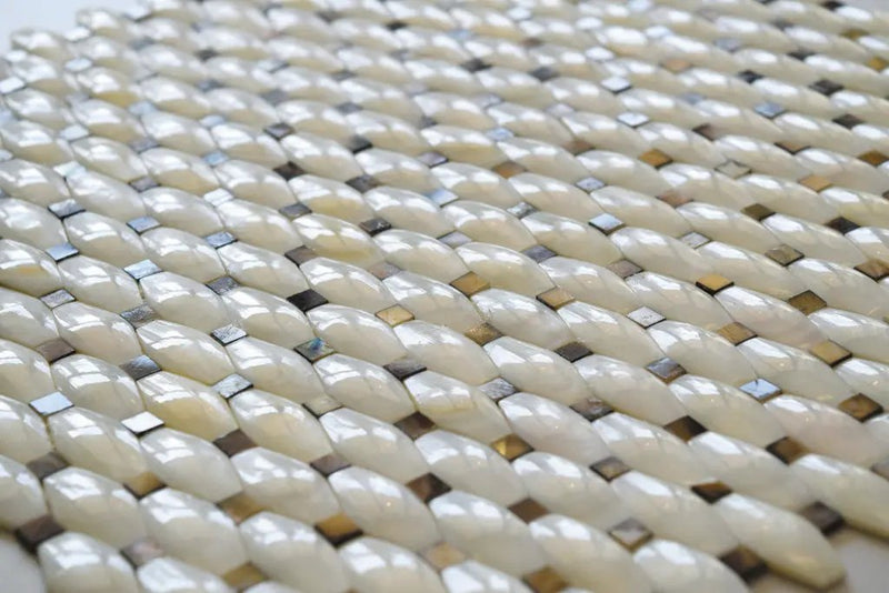White 11x11 Polished Octagon Shell Mother of Pearl Mosaic Tile (20 pack, 18.68 sq ft/case) by Apollo Tile