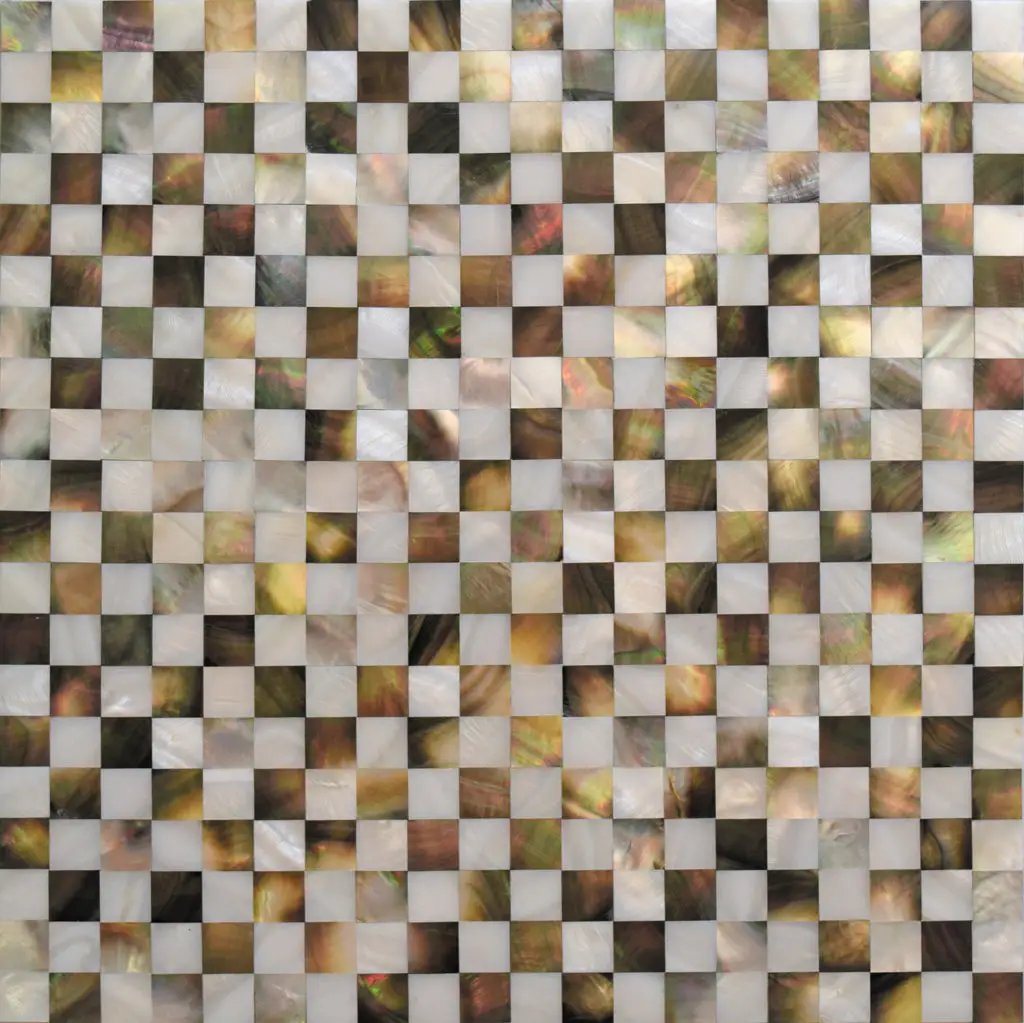 Beige Brown White 12x12 Polished Square Shell Mother of Pearl Mosaic Tile (20 pack, 19.34 sq ft/case) by Apollo Tile