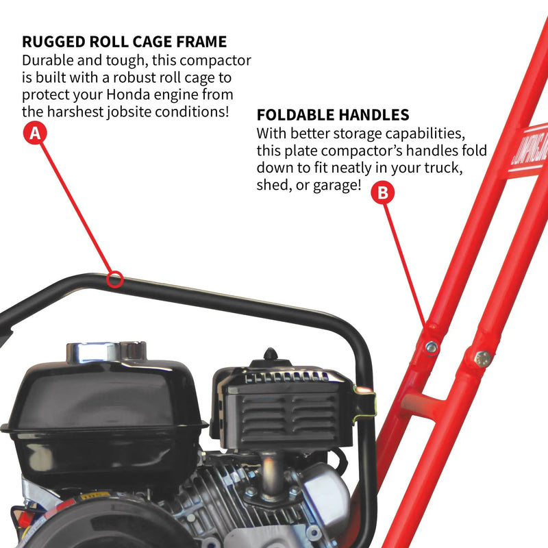 5.5 HP Honda Vibratory Plate Compactor for Soil Compaction Tamper 3 Year Warranty by Tomahawk Power