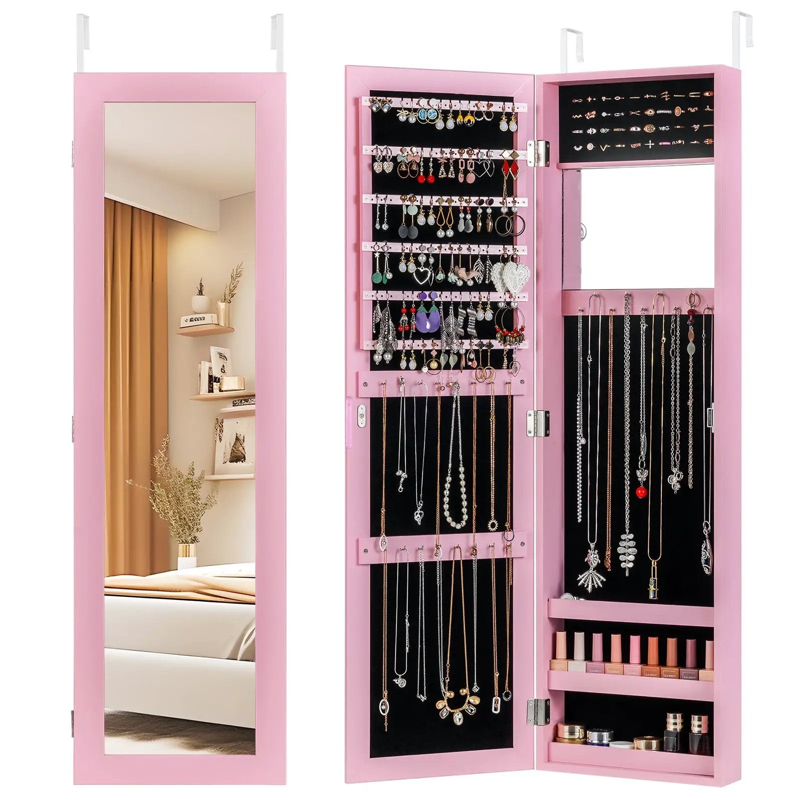 Jewelry Cabinet Wall or Door Mounted Jewelry Armoire Modern Hanging Jewelry Organizer by DirectDeals