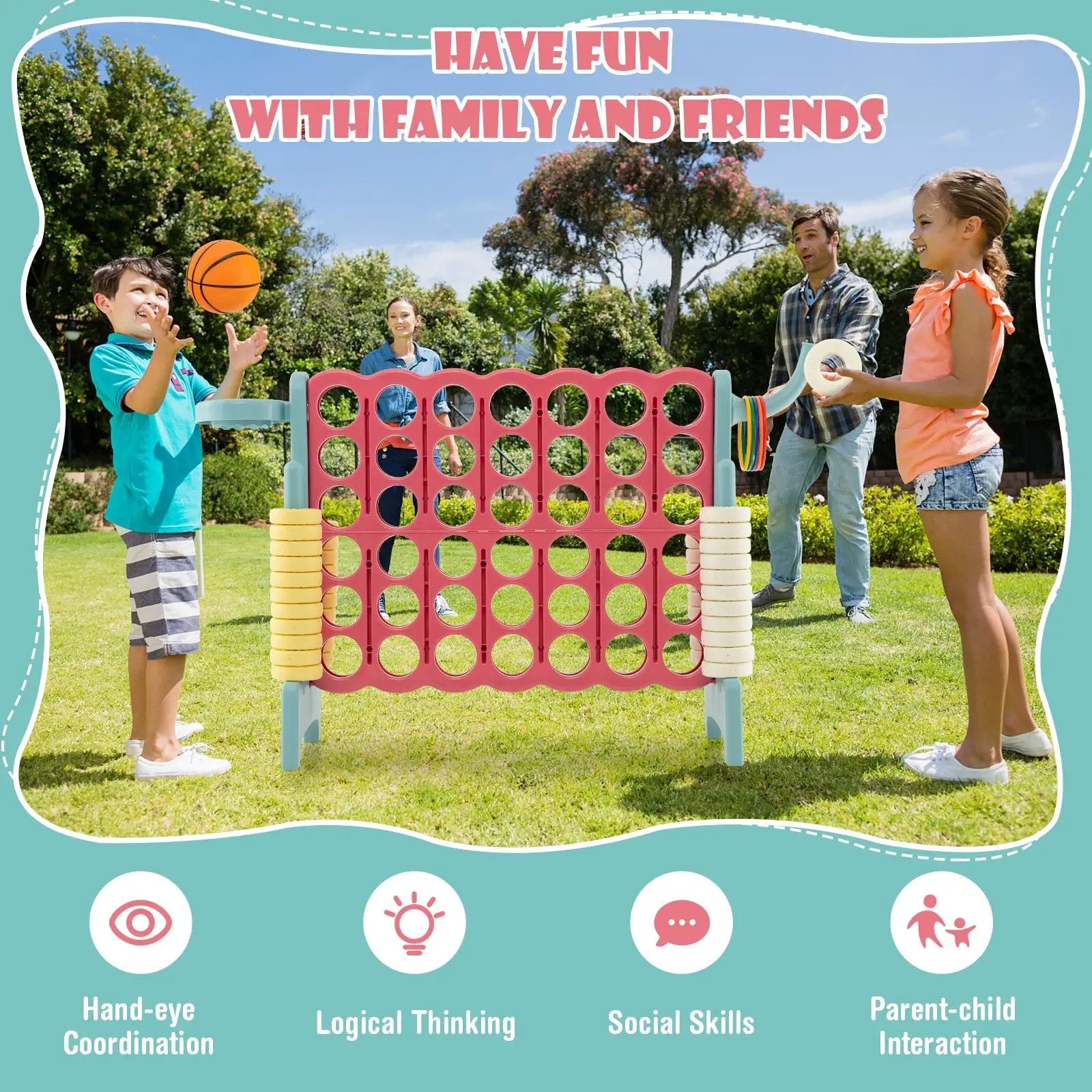4-in-a-Row Connect Game with Basketball Hoop and Toss Ring by DirectDeals