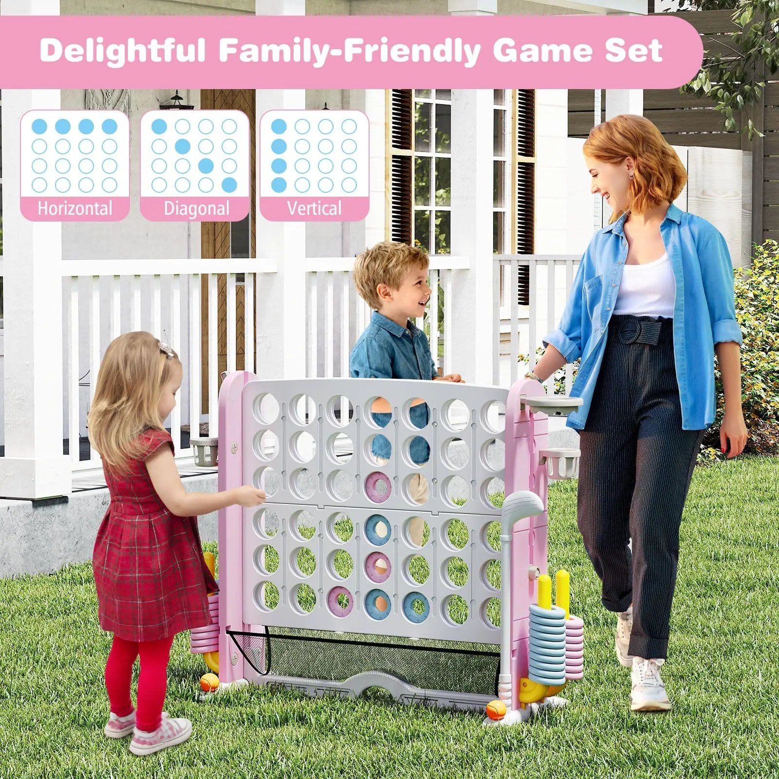 Jumbo 4-to-Score Game with Ring-toss and Basketball Hoop by DirectDeals