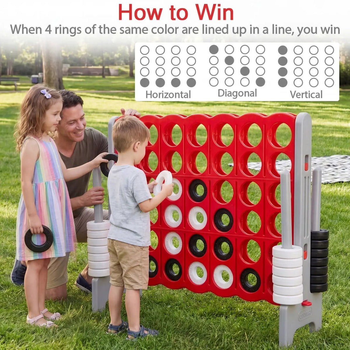 Jumbo 4-in-a-Row Game Set 3.5ft Tall Outdoor Lawn Game, photo 22 of 32