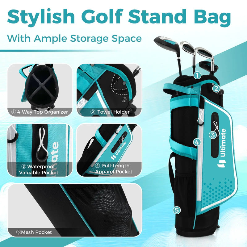 Junior Complete Golf Club Set Right Hand with Rain Hood for Kids by DirectDeals
