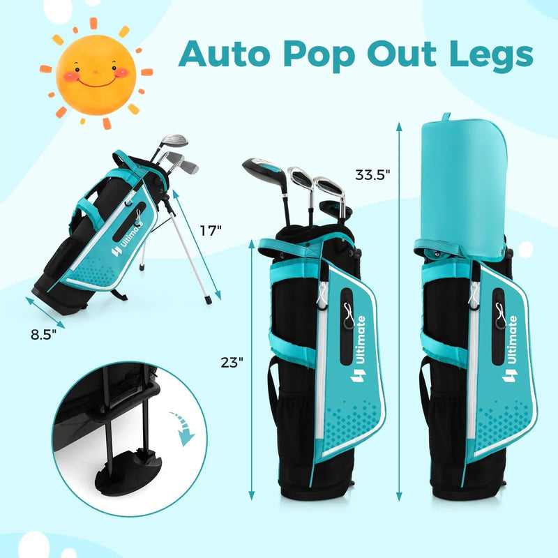 Junior Complete Golf Club Set Right Hand with Rain Hood for Kids by DirectDeals