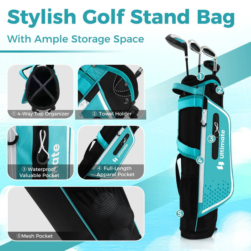 Junior Complete Golf Club Set for Kids with Rain Hood Right Hand Children Golf Age 8-10 Years Old by DirectDeals