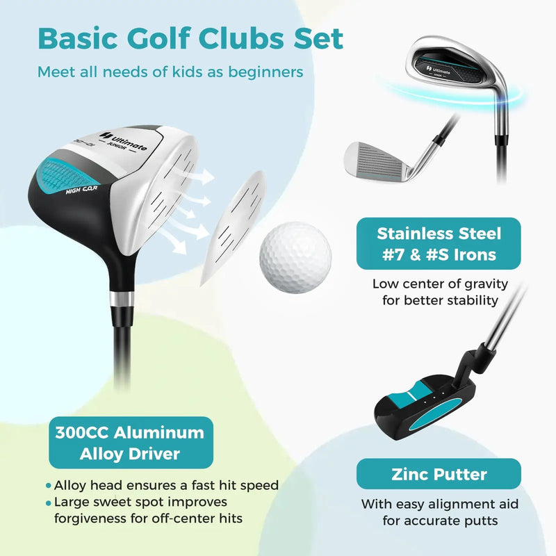 Junior Complete Golf Club Set for Kids with Rain Hood Right Hand Children Golf Age 8-10 Years Old by DirectDeals