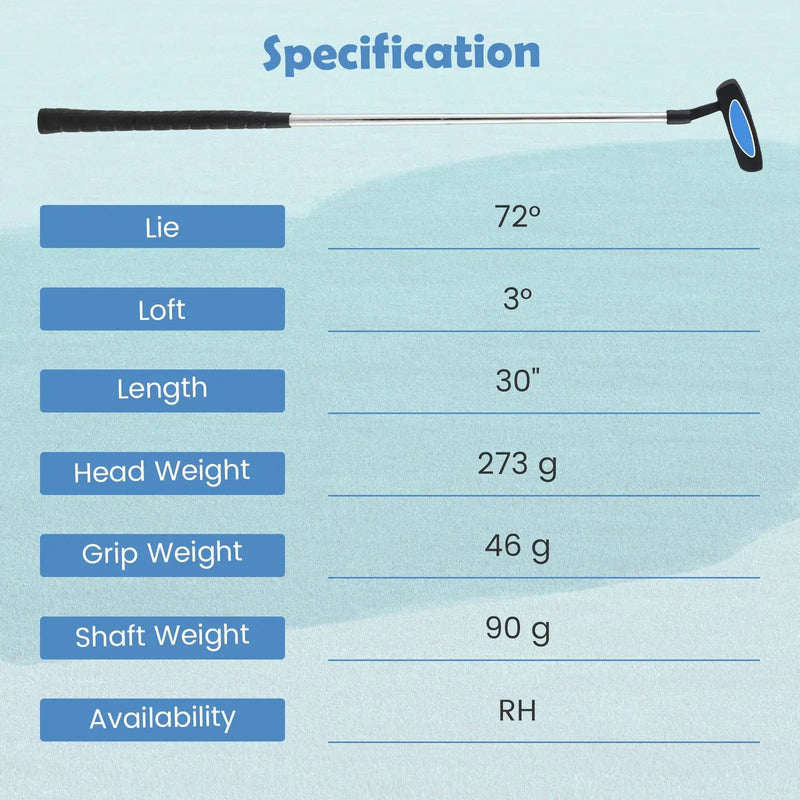 Junior Mallet Putter Individual Gold Club for Kids Ages 11-14 by DirectDeals