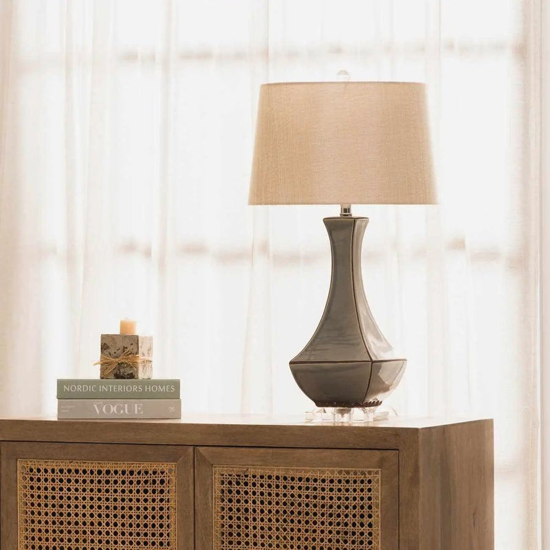 Kalilangan Gray Ceramic Table Lamp by Boutique Rugs