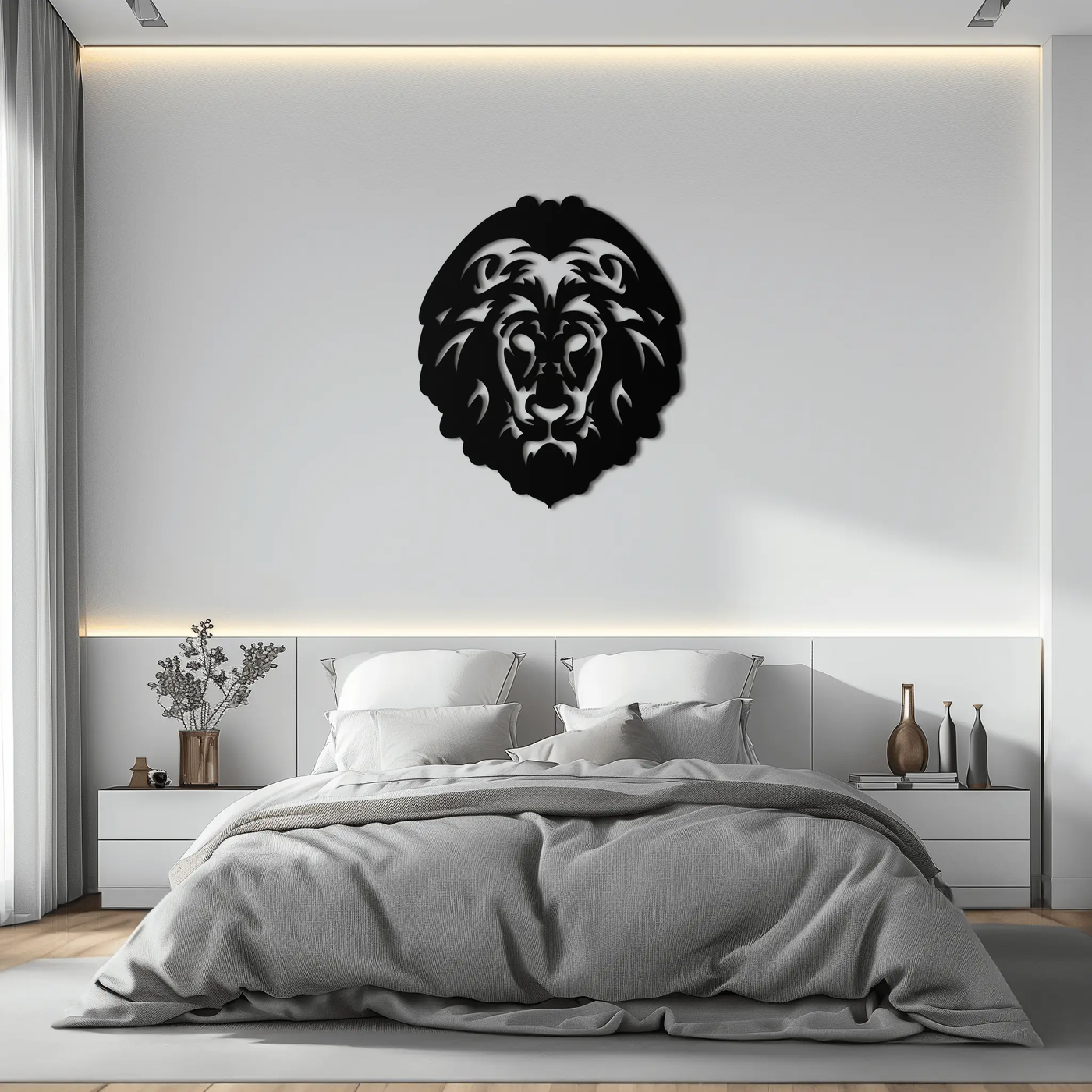 Lion Head Metal Wall Art - Steel Wall Decor for Home and Office - KAF003 by Enova Art