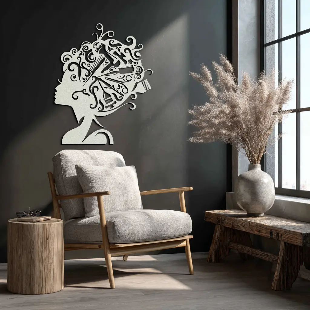 Hair Stylist Metal Wall Art - Steel Wall Decor for Salons and Studios - KAF004 by Enova Art