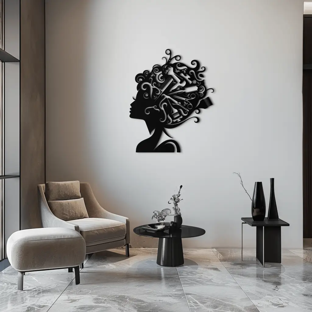 Hair Stylist Metal Wall Art - Steel Wall Decor for Salons and Studios - KAF004 by Enova Art