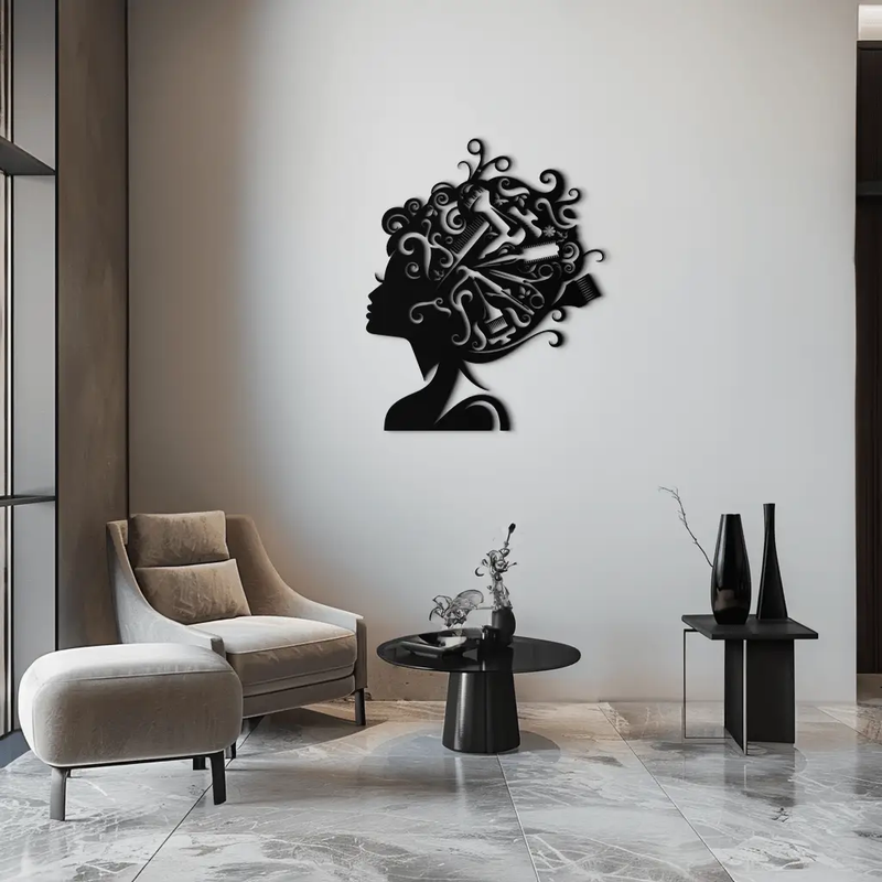 Hair Stylist Metal Wall Art - Steel Wall Decor for Salons and Studios - KAF004 by Enova Art