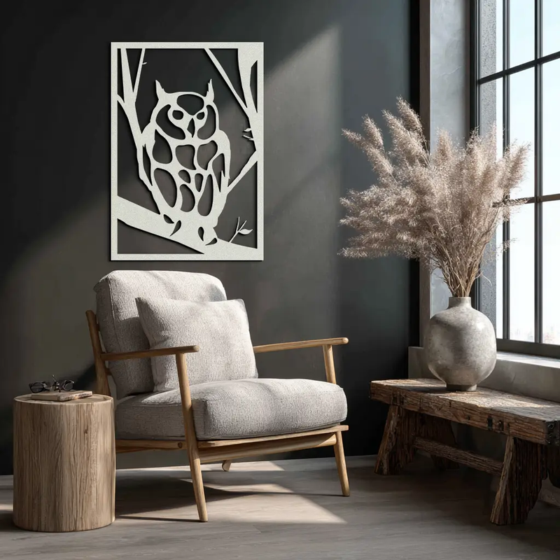 Owl Metal Wall Art - Steel Wall Decor for Home and Office - KAF006 by Enova Art