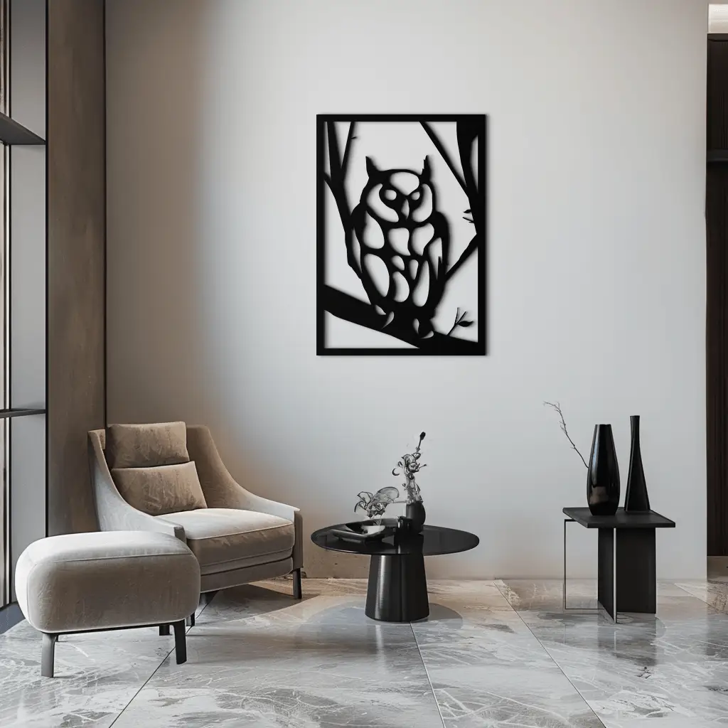 Owl Metal Wall Art - Steel Wall Decor for Home and Office - KAF006 by Enova Art