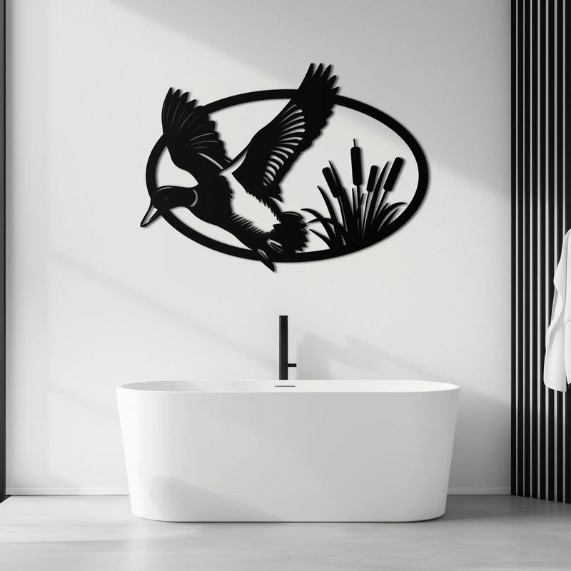 Flying Duck Metal Wall Art - Steel Wall Decor for Home and Cabin - KAF007