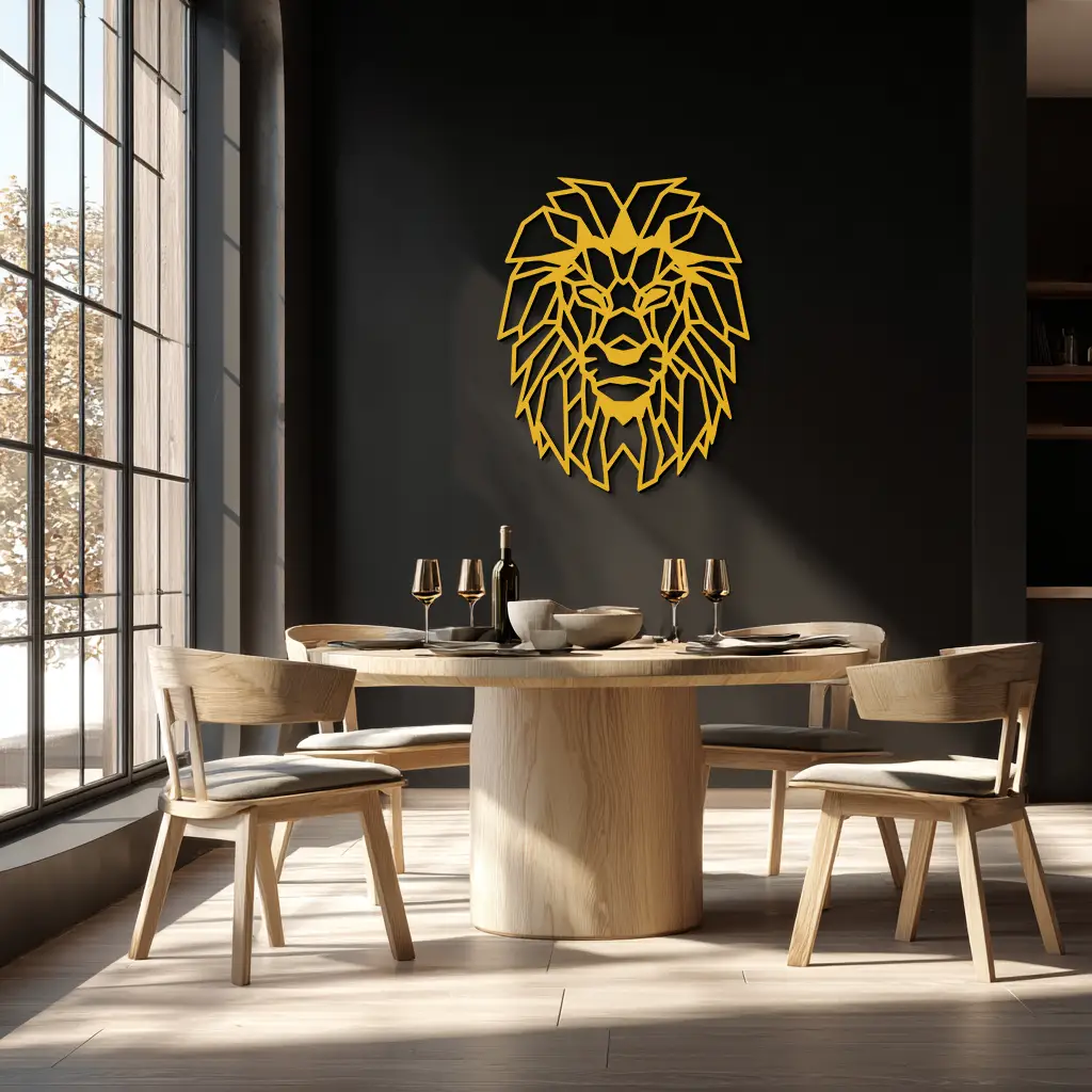 Geometric Lion Metal Wall Art - Steel Wall Decor for Home and Office - KAF008 by Enova Art