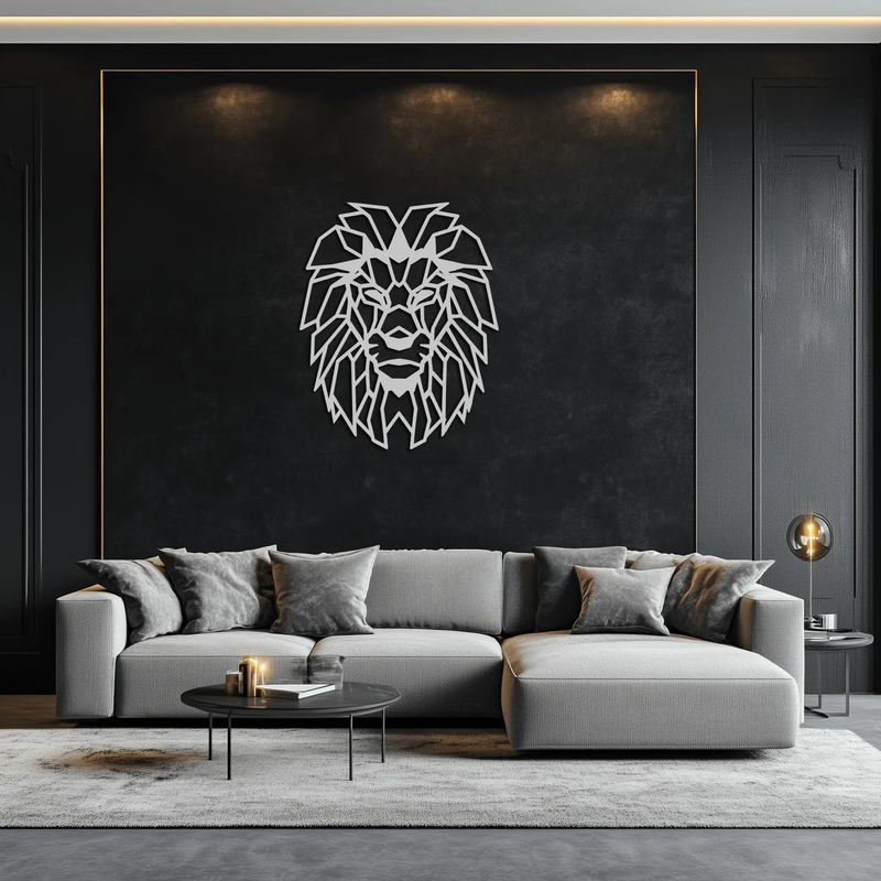 Geometric Lion Metal Wall Art - Steel Wall Decor for Home and Office - KAF008 by Enova Art