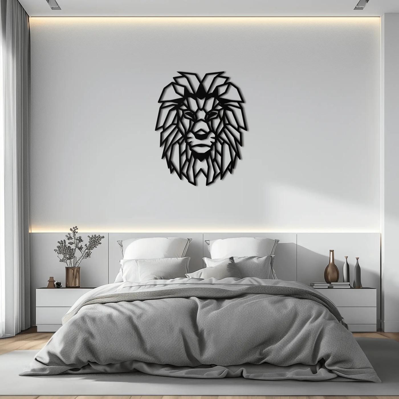 Geometric Lion Metal Wall Art - Steel Wall Decor for Home and Office - KAF008 by Enova Art