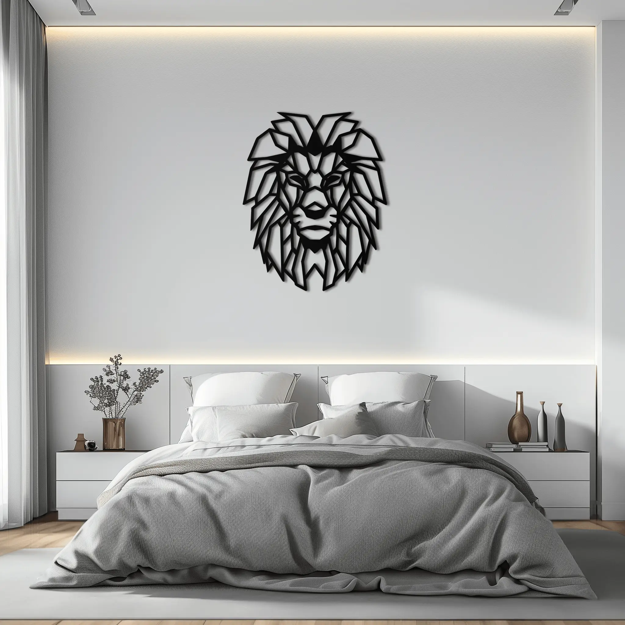 Geometric Lion Metal Wall Art - Steel Wall Decor for Home and Office - KAF008 by Enova Art