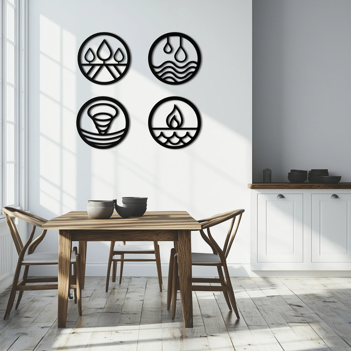 Four Elements Metal Wall Art - Steel Wall Decor for Home and Office - KAF010 by Enova Art