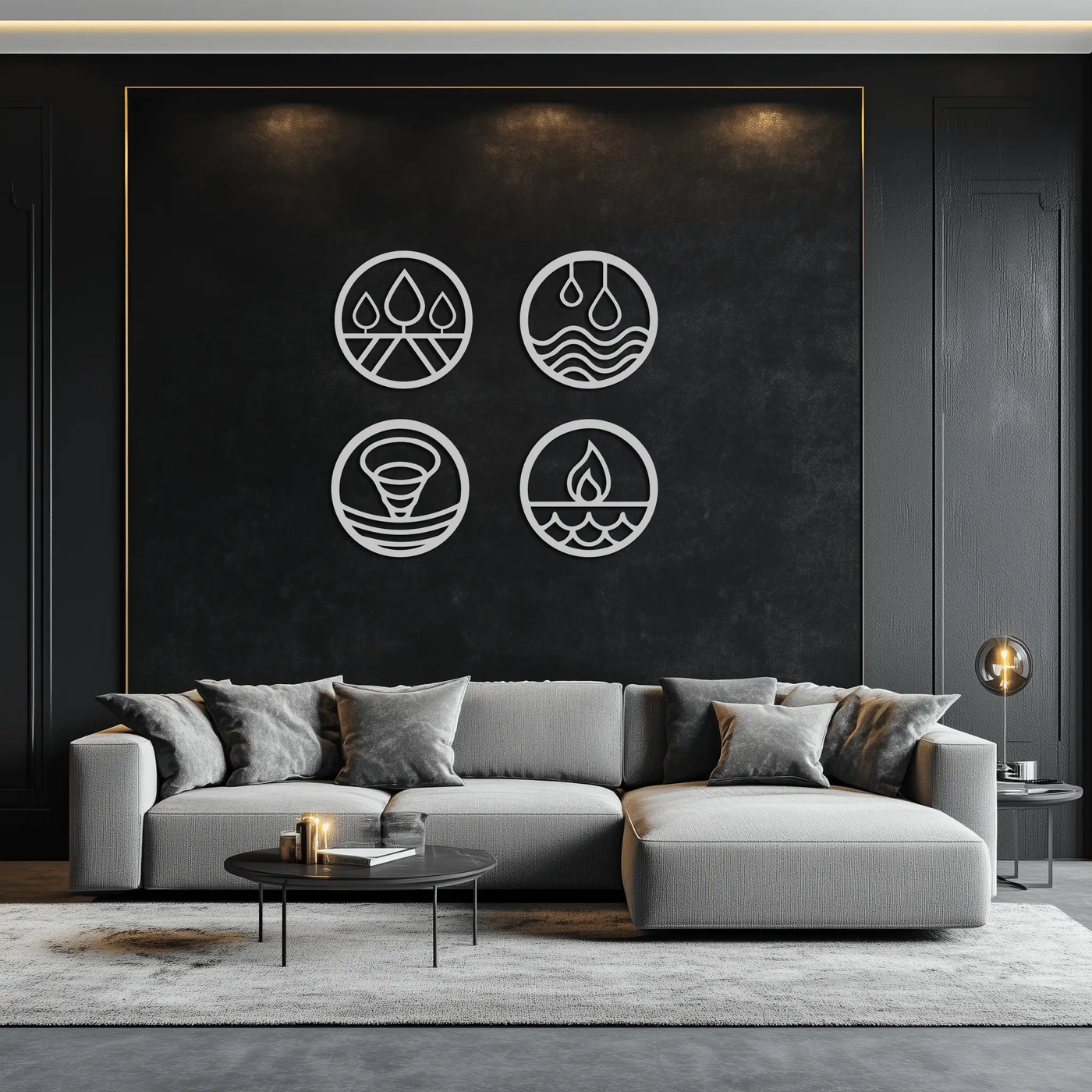 Four Elements Metal Wall Art - Steel Wall Decor for Home and Office - KAF010 by Enova Art