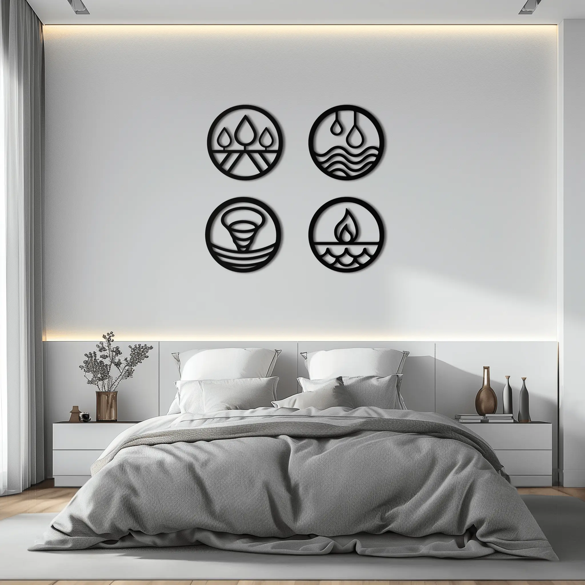 Four Elements Metal Wall Art - Steel Wall Decor for Home and Office - KAF010 by Enova Art