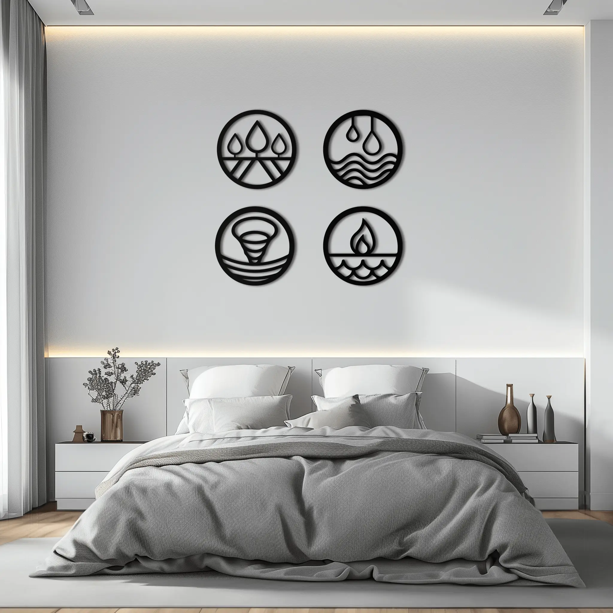 Four Elements Metal Wall Art - Steel Wall Decor for Home and Office - KAF010 by Enova Art