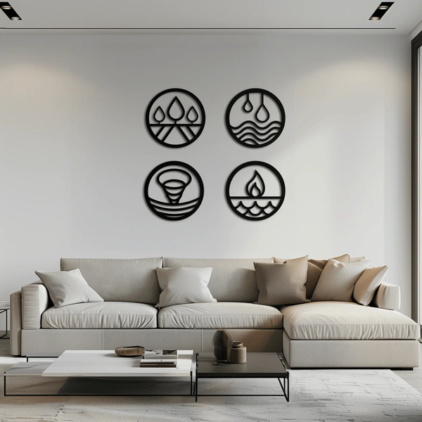 Four Elements Metal Wall Art - Steel Wall Decor for Home and Office - KAF010