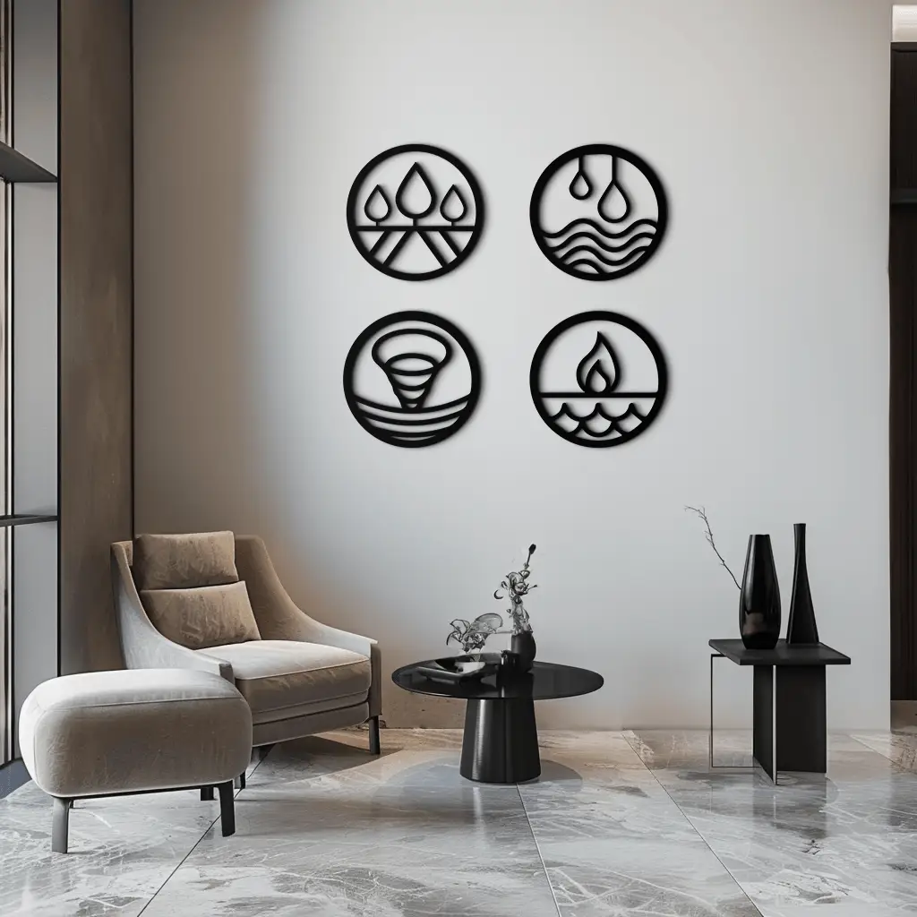 Four Elements Metal Wall Art - Steel Wall Decor for Home and Office - KAF010 by Enova Art