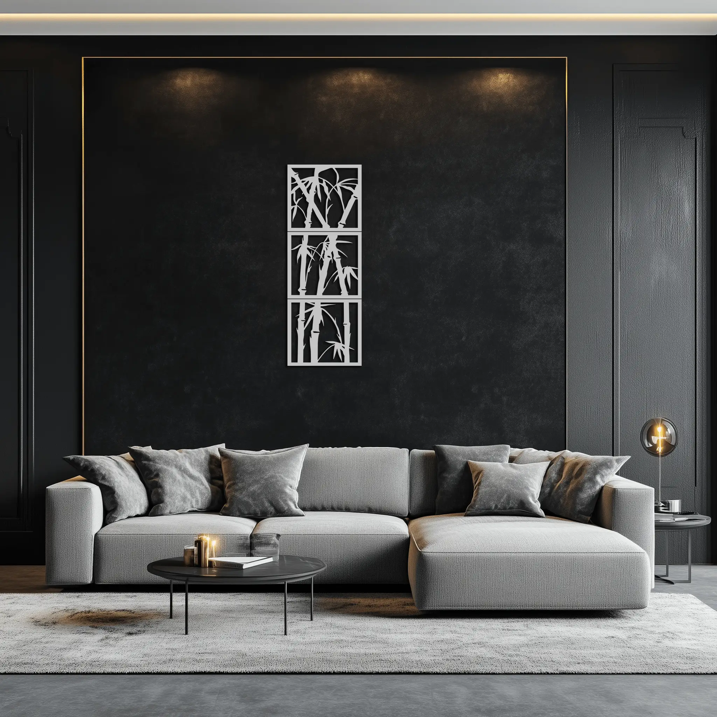 Bamboo Panel Metal Wall Art - Steel Wall Decor for Home and Office - KAF011 by Enova Art